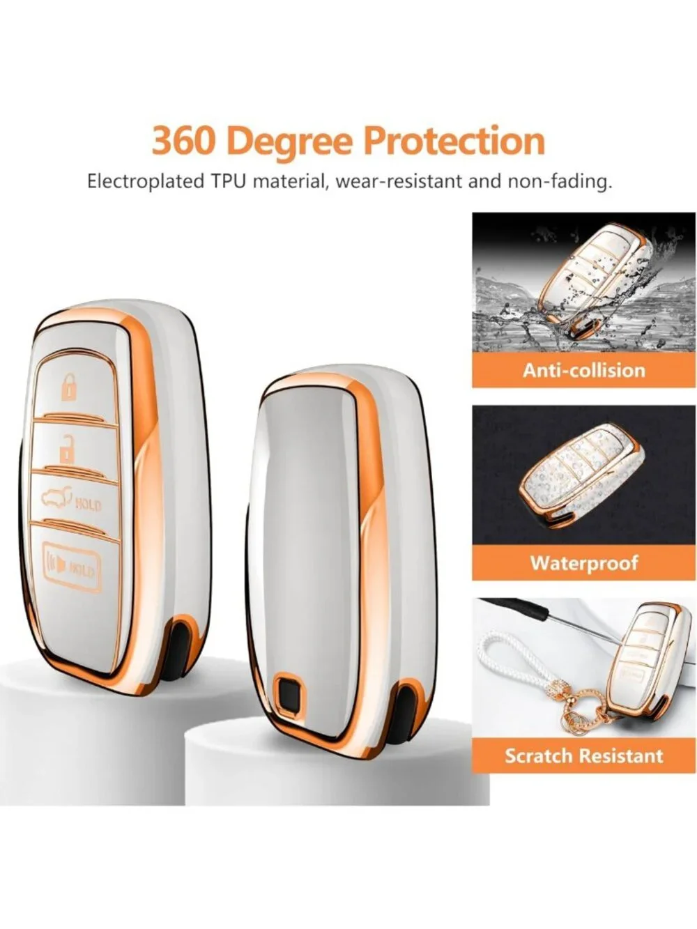Stylish Diamond TPU Key Fob Cover - 360° Protection for Toyota Models